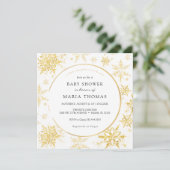 Baby shower Gold Little Snowflake Invitation (Debout devant)