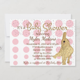 Baby shower Gold Pink White Baby Kaart