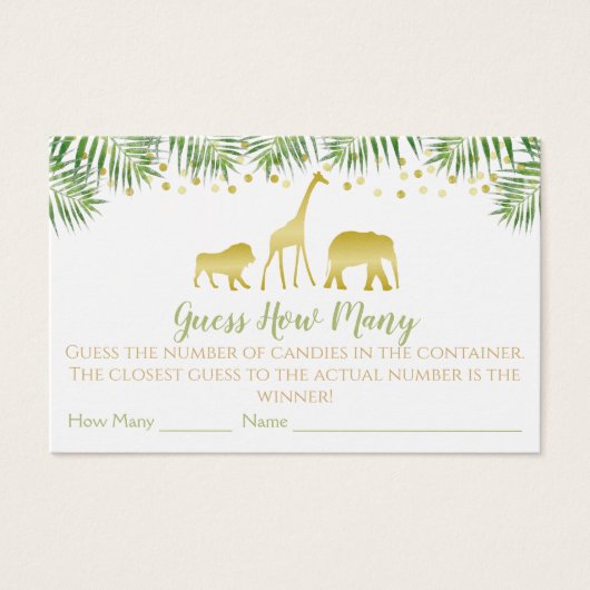 Baby shower Gold Safari Devine Combien De Carte De (Devant)