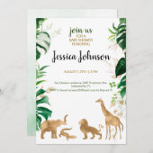 Baby shower Gold Safari Invitation (Devant / Derrière)