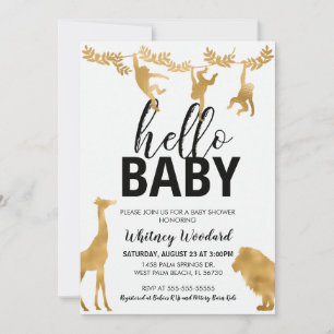 Baby shower Gold Safari Invitation
