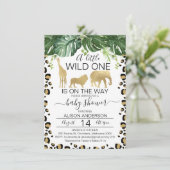 Baby shower Gold Safari Leopard Skin Invitation (Debout devant)