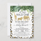 Baby shower Gold Safari Leopard Skin Invitation (Devant)
