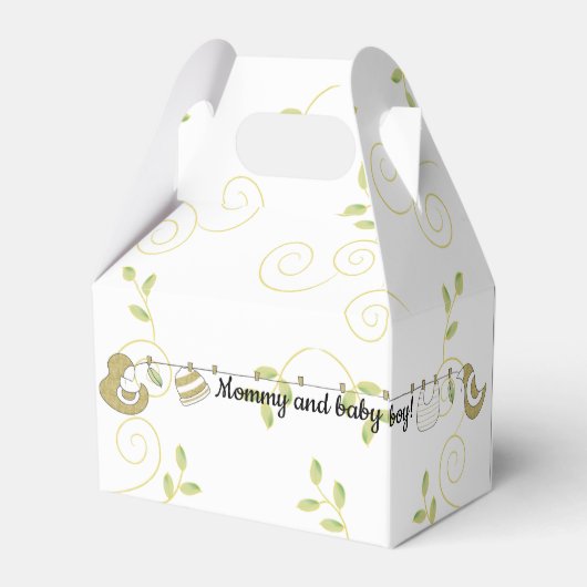 Baby shower Golden Birds Gable Favor Box Bedankdoosjes (Achterkant)