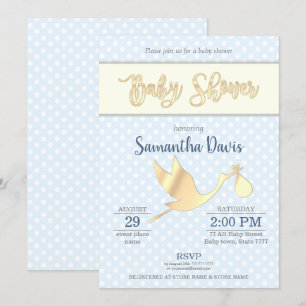 Baby shower Golden Stork Baby Kaart