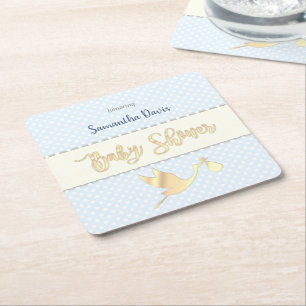 Baby shower Golden Stork Baby Vierkante Kartonnen Onderzetter