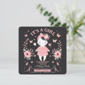 Baby shower gothique Invitation bébé fille (Debout devant)