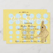 Baby Shower Goud Baby Olifant Blauw Kaart (Voorkant / Achterkant)