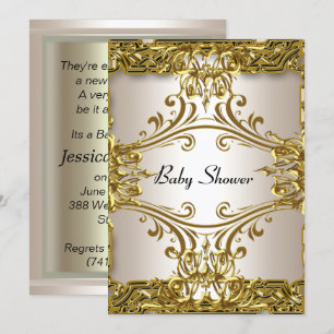 Baby Shower Goud Crème Neutraal Kaart