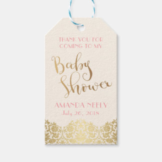 Baby shower Goud en Roze Label Cadeaulabel