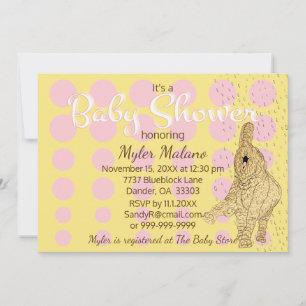 Baby shower gouden Baby olifant Kaart