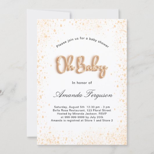 Baby shower goudjongen kaart (Voorkant)