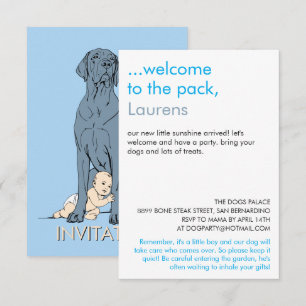 baby shower Great Dane Minimalistische Tekening Kaart