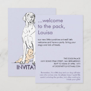 baby shower great dane Minimalistische Tekening RSVP Kaartje