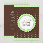 Baby shower Green Brown Flat Invitation (Devant / Derrière)