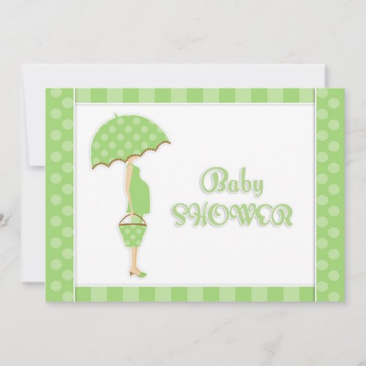 Baby shower Green Flat Invitation (Devant)