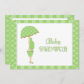 Baby shower Green Flat Invitation (Devant / Derrière)