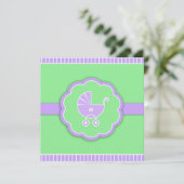 Baby shower Green Flat Invitation Kaart (Staand voorkant)
