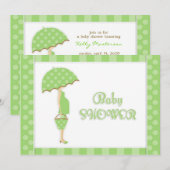 Baby shower Green Flat Invitation Kaart (Voorkant / Achterkant)