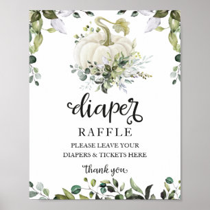 Baby shower Greenery Diaper Raffle Game Sign Poster