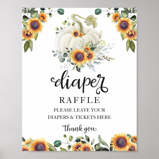 Baby shower Greenery Diaper Raffle Game Sign Poster (Voorkant)