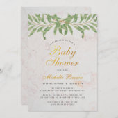 Baby shower Greenery Elegant Script Genderneutraal Kaart (Voorkant / Achterkant)