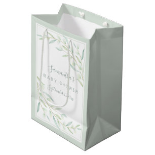 Baby shower Greenery Elegant Waterverf Foliage Medium Cadeauzakje