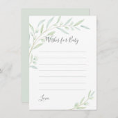 Baby shower Greenery Elegant Waterverf wenst Advieskaart (Voorkant / Achterkant)