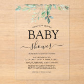 Baby shower Greenery Eucalyptus Acryl Uitnodigingen (Voorkant)