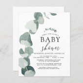 Baby shower Greenery Eucalyptus Invitation (Voorkant / Achterkant)