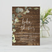 Baby shower Greenery Eucalyptus Rustic Kaart (Staand voorkant)