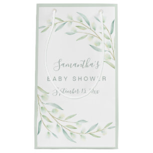 Baby shower Greenery Trendy Waterverf Foliage Klein Cadeauzakje
