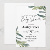 baby shower greenery-uitnodiging kaart (Voorkant / Achterkant)