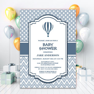 Baby shower Grijze Hete Luchtballon Kaart