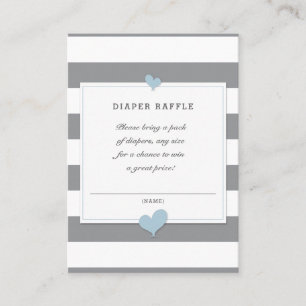 Baby shower Grijze Streep Behuizing Luier Raffle Visitekaartje