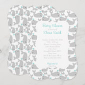 Baby shower grijze walvis kaart (Voorkant / Achterkant)