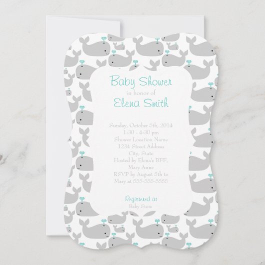 Baby shower grijze walvis kaart (Voorkant)