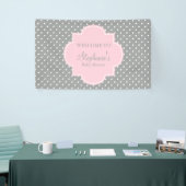 Baby shower grijze, witte en pasteelroze pols spandoek (Beurs)