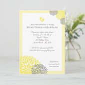 Baby shower gris jaune Dahlia Invitation pieds (Debout devant)