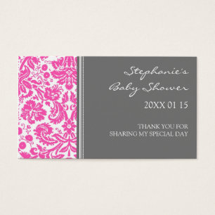 Baby shower gris rose damassé Favoriser les étique