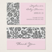 Baby shower gris rose damassé Favoriser les étique (Devant & derrière)