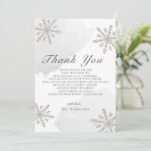 Baby shower gris Silver Snowflakes Carte de remerc (Debout devant)