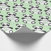Baby shower Groen Beer Panda Cadeaupapier (Hoek)