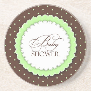 Baby shower groen bruin zandsteen onderzetter