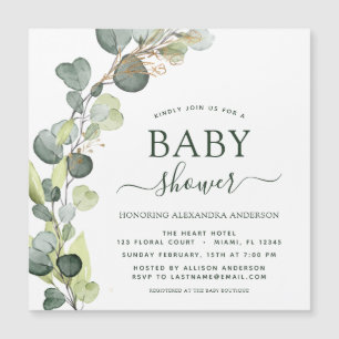 Baby shower groen Eucalyptus Botanisch Elegant Magnetische Uitnodiging