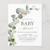 Baby shower groen eucalyptus goud elegant (Voorkant)