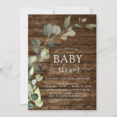 Baby shower groen eucalyptus sappig rustiek kaart (Voorkant)