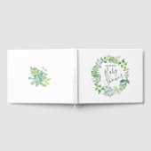 Baby shower groen Waterverf krans Gastenboek (Volledig)