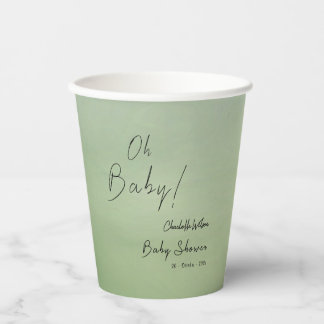 Baby Shower Groene Aquarel Achtergrond Papieren Bekers