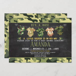 Baby shower Groene Camouflage uitnodigen Kaart